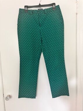 Lands' End Teal Geometric Straight-Leg Pants